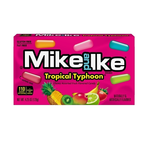 Mike & Ike Fat Free Gluten Free Candy Tropical Typhoon Theater Box, 4.25 Ounce, 12 Per Case